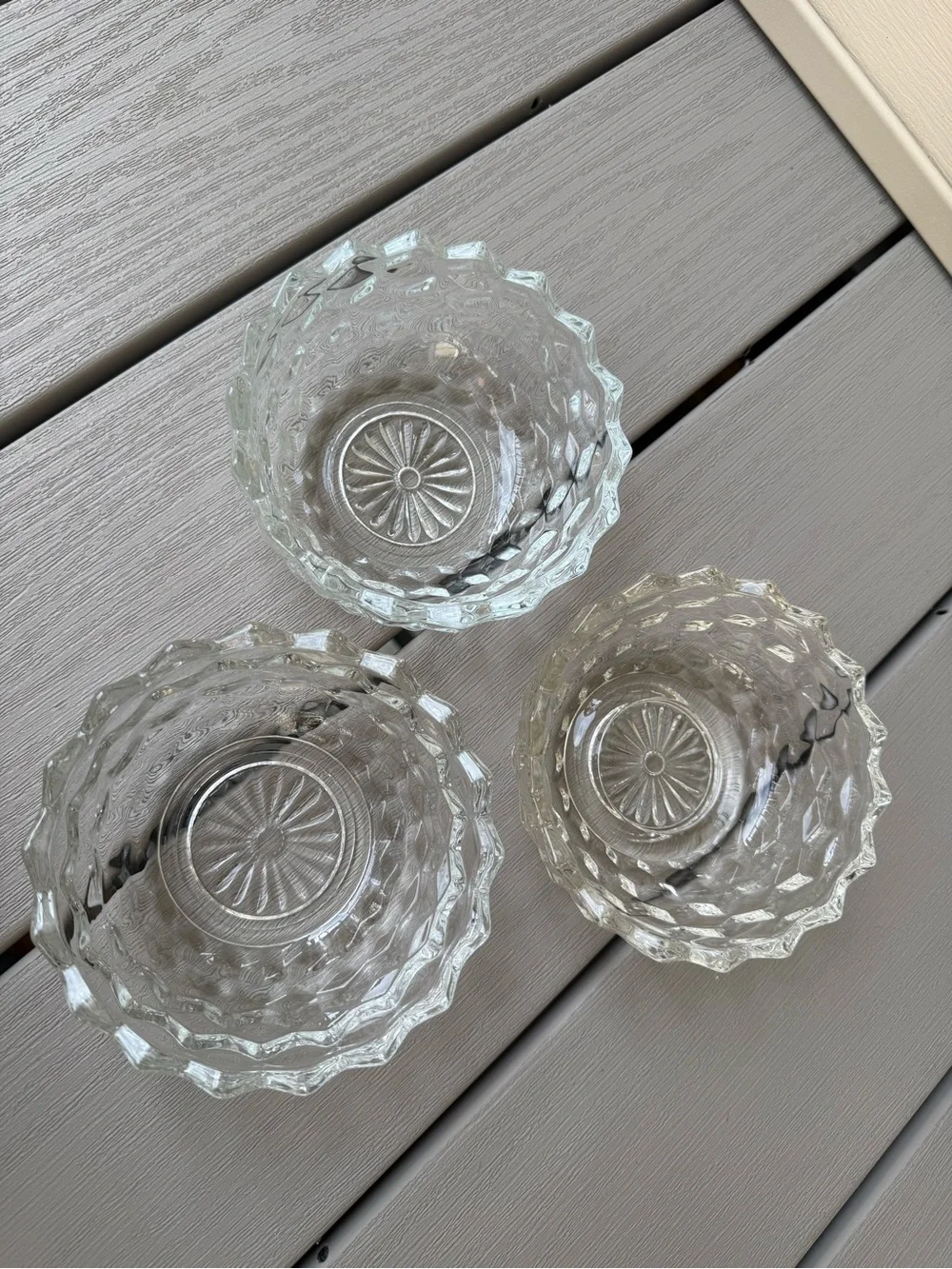 Set of 3 Vintage Clear Glass Fairy Lamp Bases Candle Holders